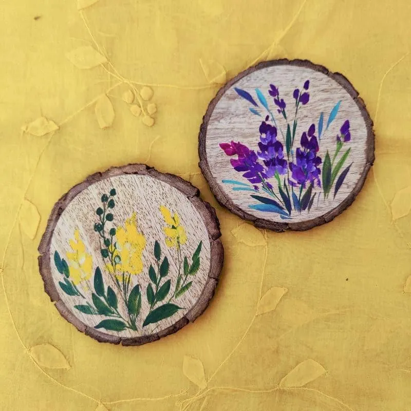 Lavender Bliss Handpainted Coaster -  Set Of Two media 4