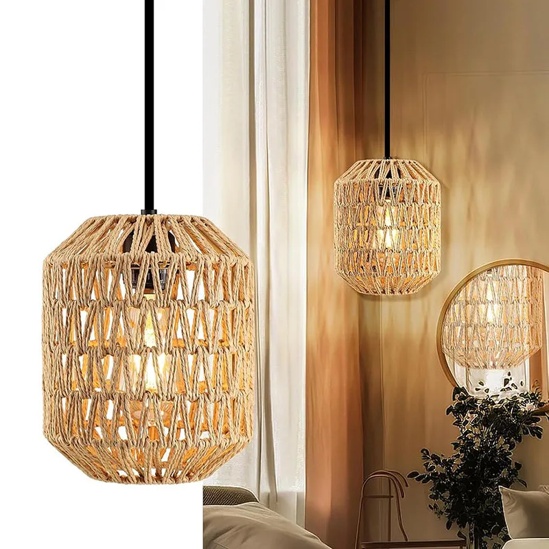 Casa Cane Oval Raffia Ceiling Lamp - Beige media 3