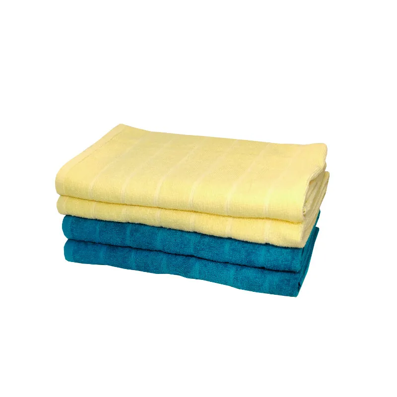 Sarda Bath Towel (Yellow & Dark Blue) - Set Of Four media 4