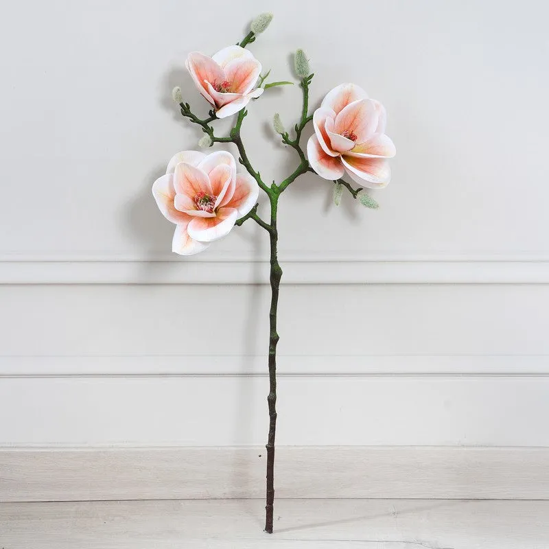 Magnolia Bloom Artificial Flower Stem - White media 3