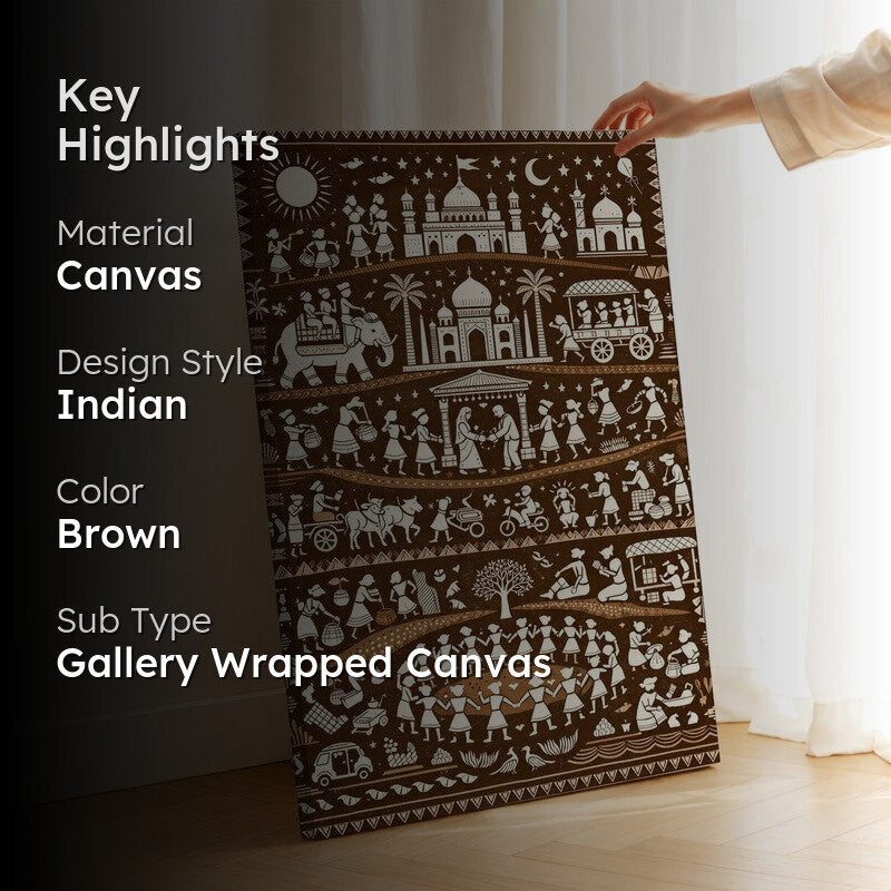 Warli Life Canvas Wall Art & Paintings media 2