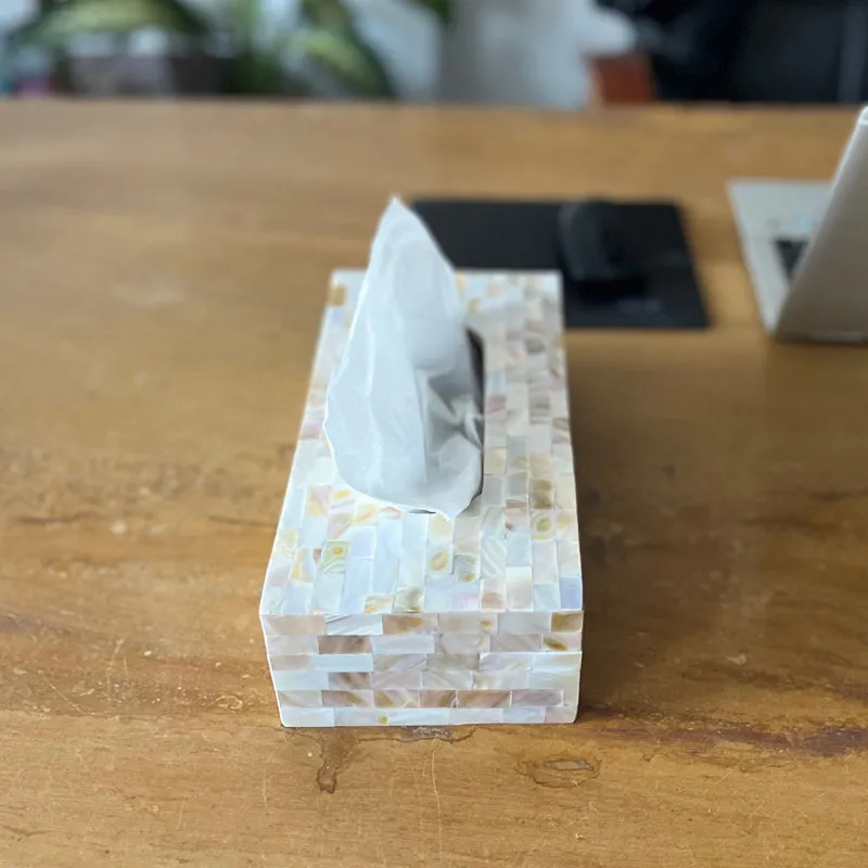 Suzzaine Handcrafted Mother Of Pearl Tissue Box media 3