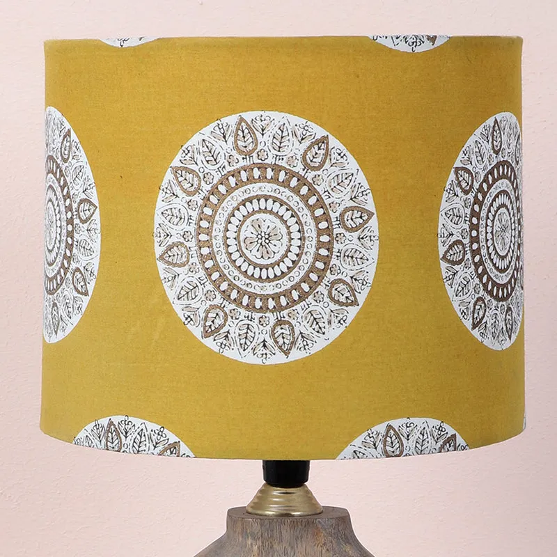 Mandala Merry Hewn Printed Mango Wood Table Lamp - Beige,Yellow,White media 3