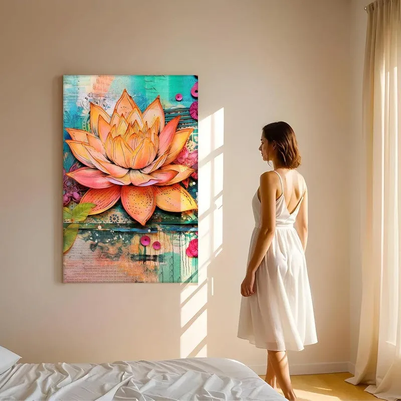 Sunset Lotus Wall Art Without Frame media 3