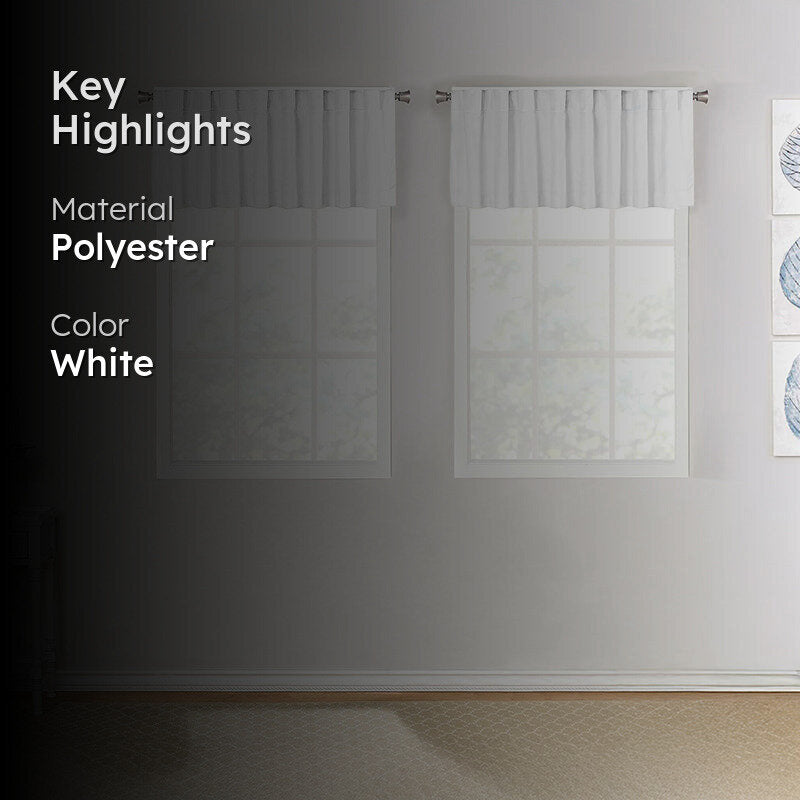 Serein Pleated Curtain Valance (White) - Set Of Two media 2