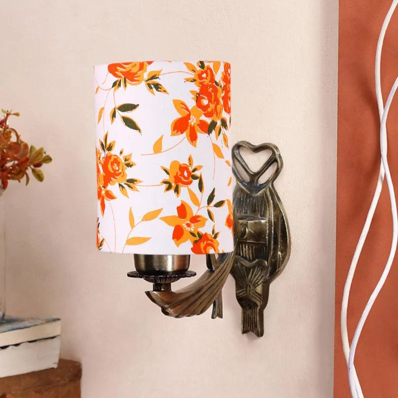 Love Gleam Atva Ibis Flora Cylindrical Fabric & Metal Wall Lamp media 3