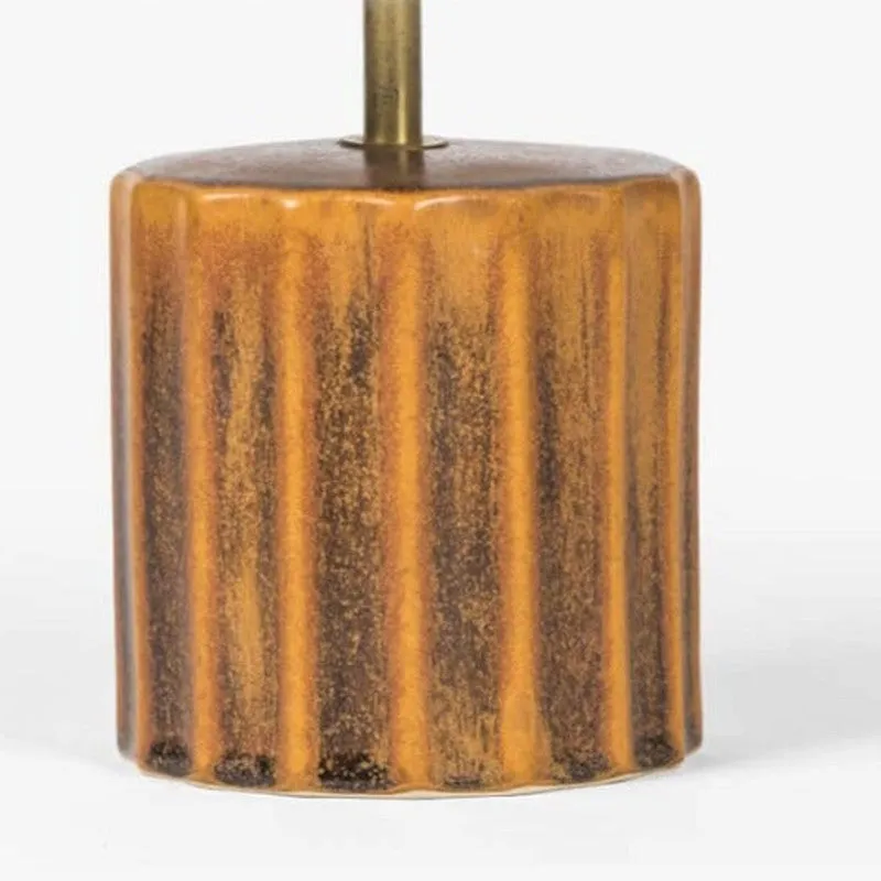 Orange Tree Doric Brown Ceramic Table Lamp - White,Brown media 4