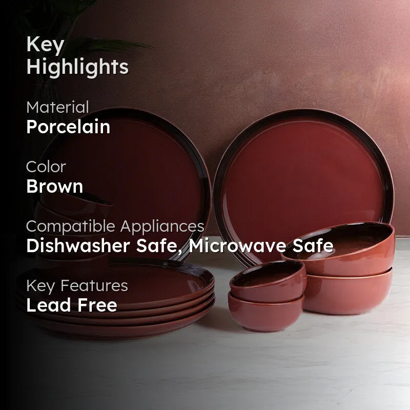 Caspian Porcelain Dinner Set (Maroon) - 14 Piece Set media 2