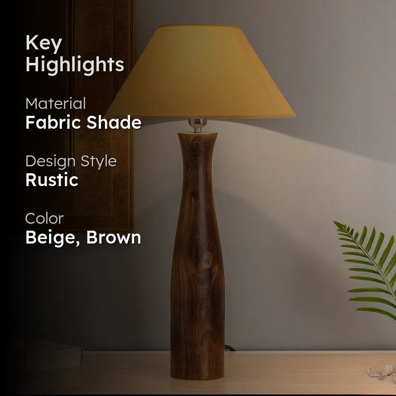 Harmony Glimpse Fabric Table Lamp With Conical Shade - Beige,Brown media 2