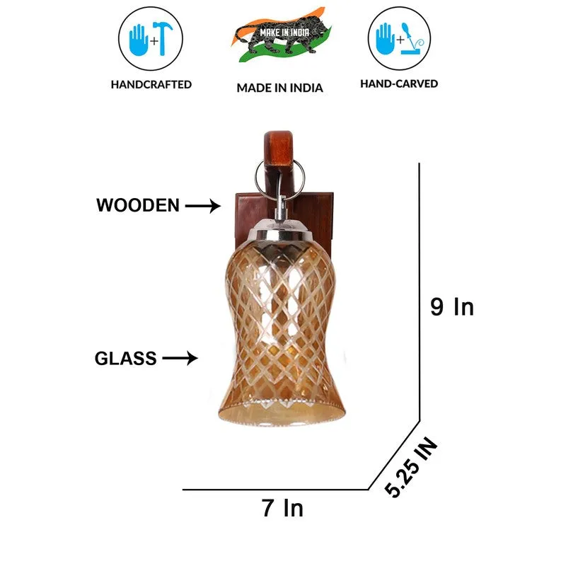 Honey Glow Panel Walnut-Amber Glass Wall Lamp media 9