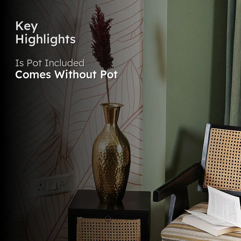 Pampera Artificial Pampas Without Vase (Maroon) - 3 Feet media 2
