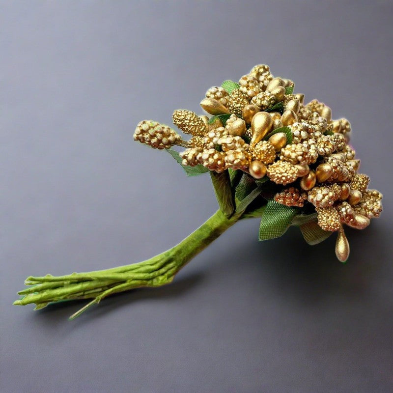 Faux Gypsophilia Flower Bunch (Golden Yellow) - Set Of Twelve