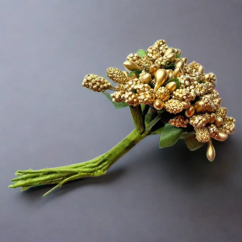 Faux Gypsophilia Flower Bunch (Golden Yellow) - Set Of Twelve media 1