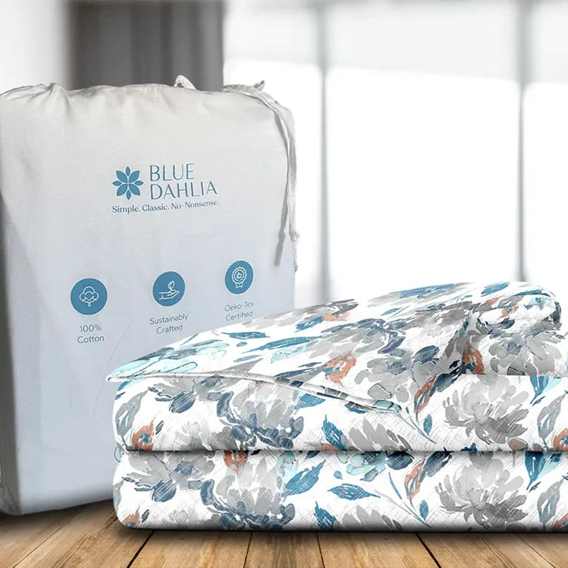 Vintage Rustica Printed Cotton Duvet Cover - Blue media 6