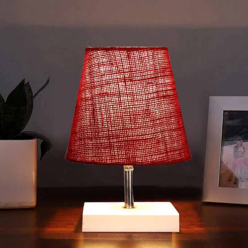 Alsa Jute Table Lamp - Maroon,White media 1