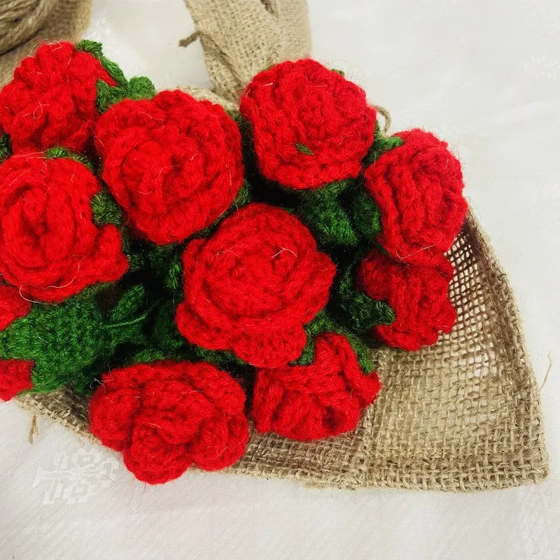Crochet Handmade Rose Bouquet (Red) - Set of Twelve media 4