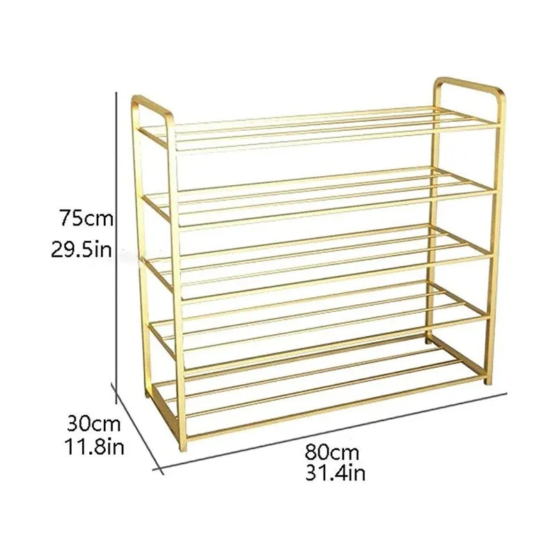 Wide Metal Shoe Rack - Gold media 7