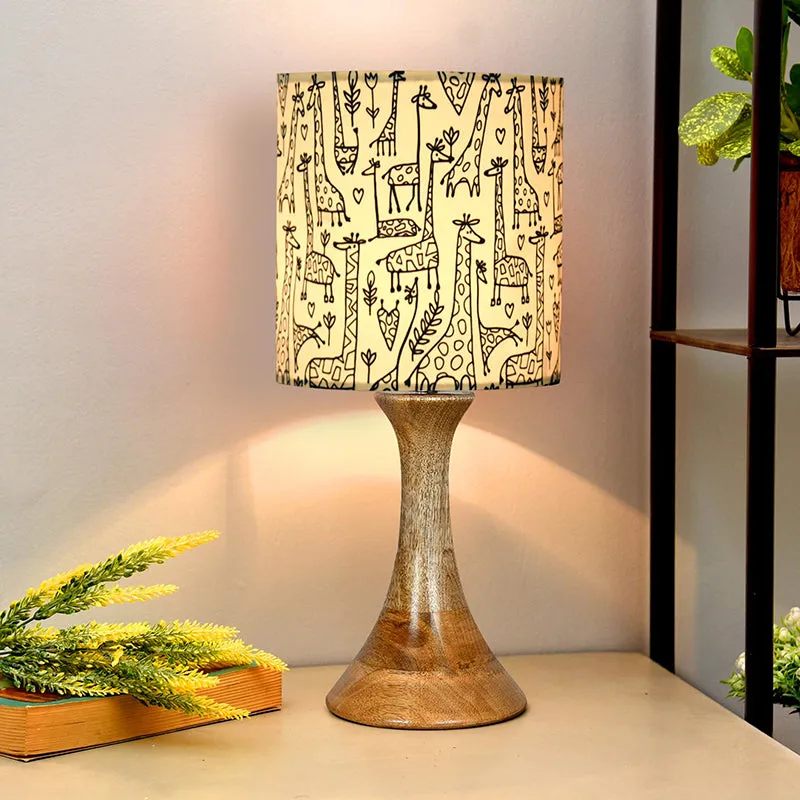 Doodled Savannah Grace Fabric Table Lamp - Ivory,Brown media 1