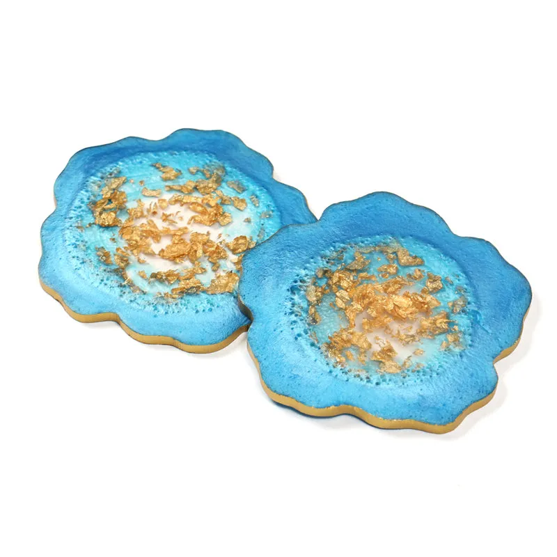 Gold Fleck Resin Coaster (Blue) - Set Of Two media 5