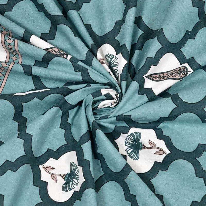 Ashima Printed Cotton Bedsheet (Sea Green) - 180 TC media 6