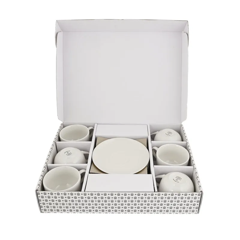 MorningSip Porcelain Cup & Saucer (Off White/240 mL Each) - Set of Six - 3