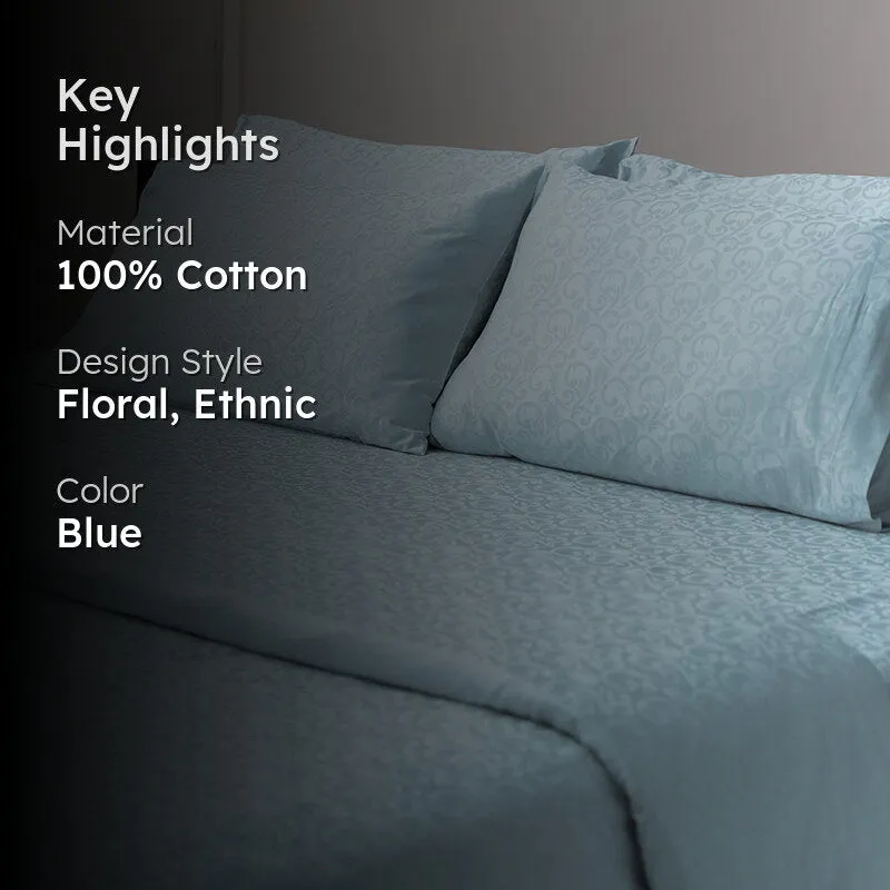 Coral Bloom Jacquard Pillow Cover (Pale Blue) - Set Of Two media 2