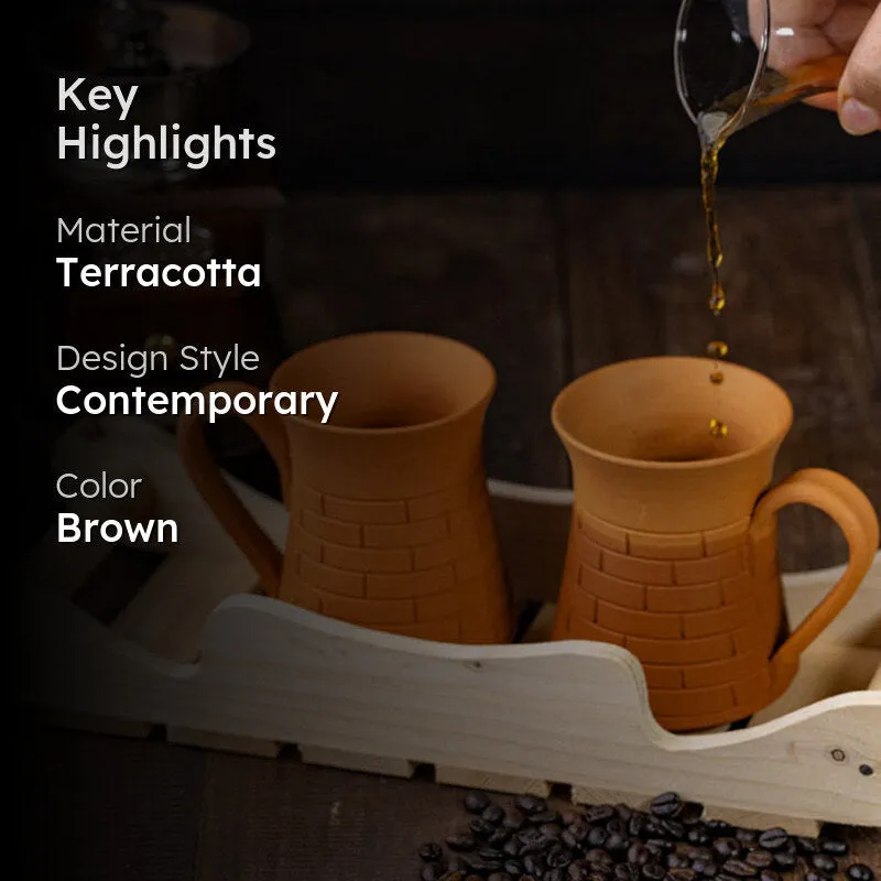 Smrithika Terracotta Coffee Mug (400 mL Each) - Set of Two media 2