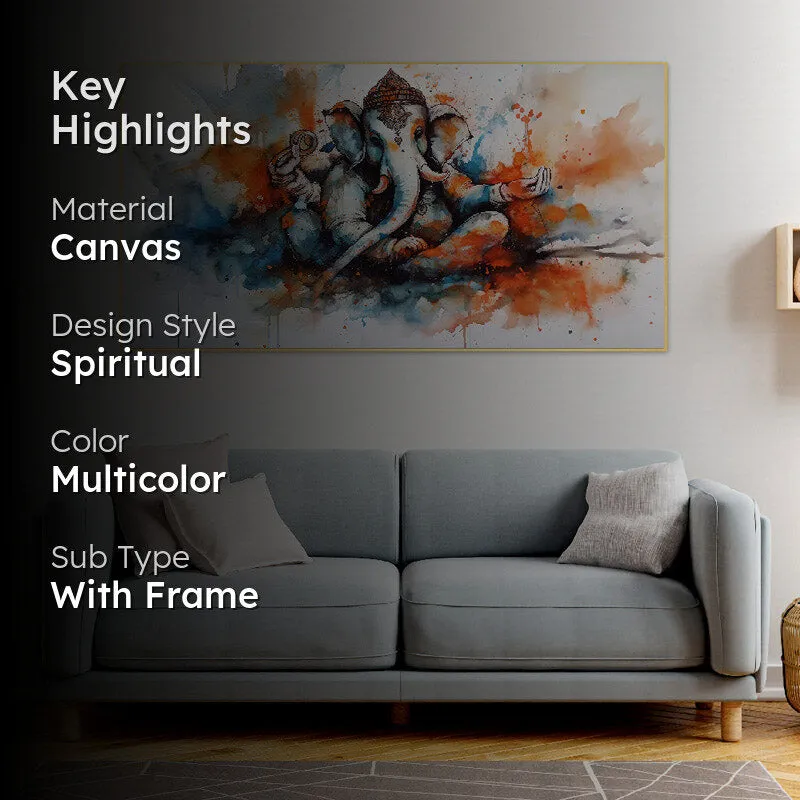 Ganesha Color Spaltter Canvas Wall Painting media 2