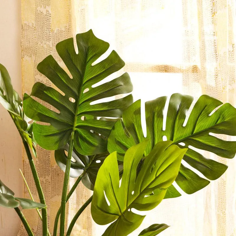 Artificial Realistic Monstera Plant With Black Plastic Pot - 3 Feet media 4