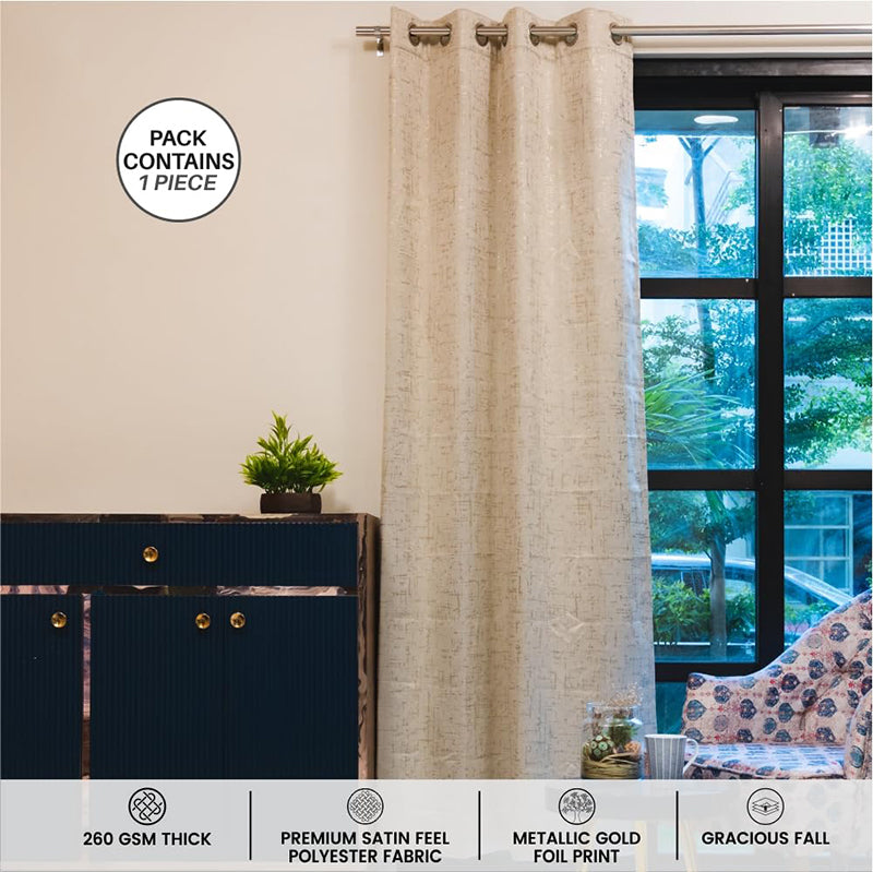 Urban Space Shadix Gold Foil Print Blackout Curtain - Beige media 4