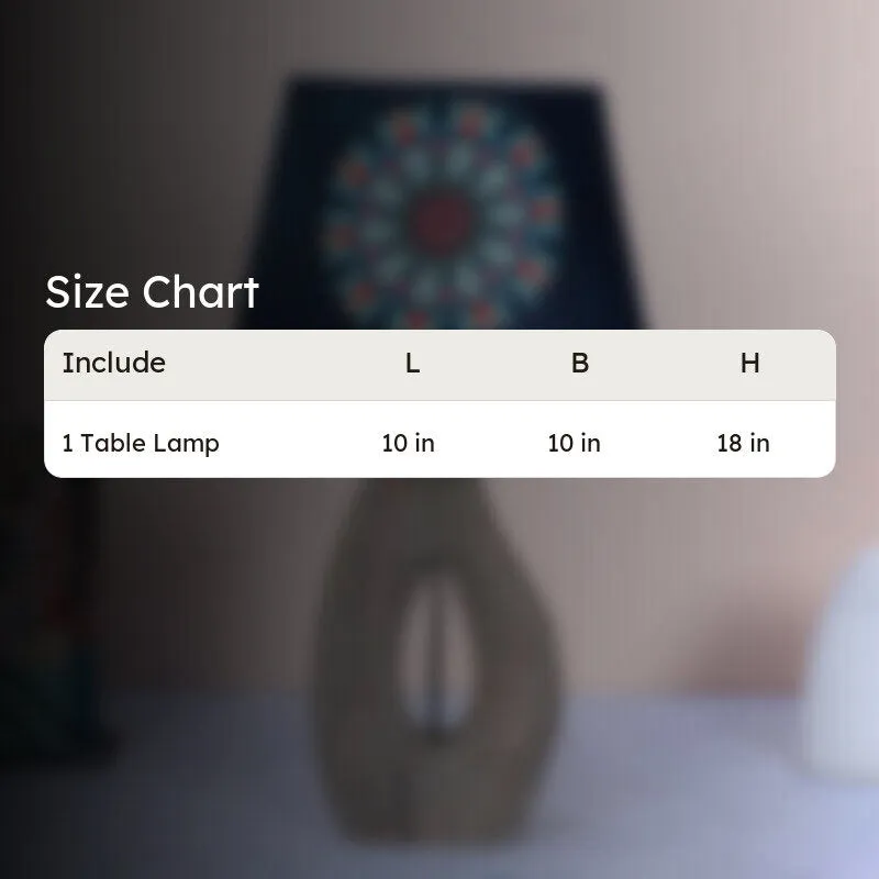 Toile Runes Printed Mango Wood Table Lamp - Multicolor media 5