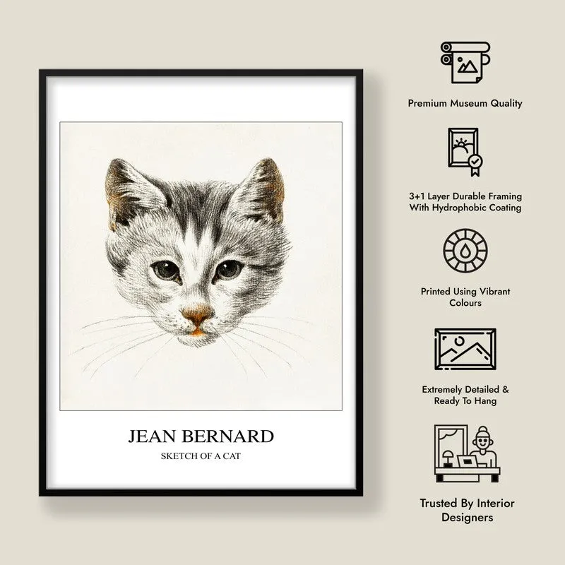 Sketch of a Cat Jean Bernard Archival Canvas Wall Painting - Black Frame media 8