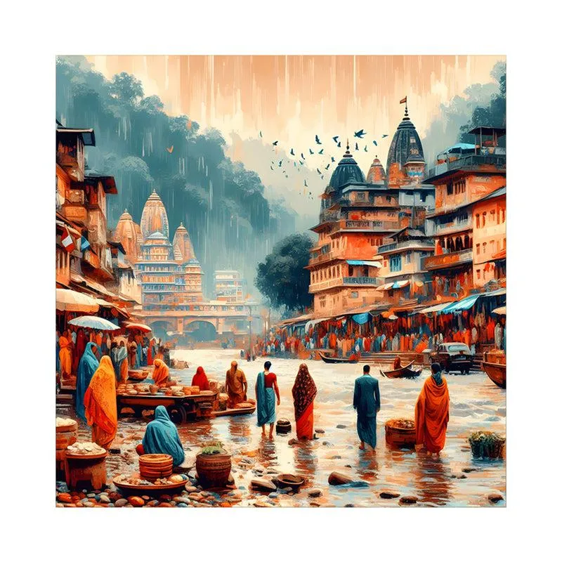 Riverbank Monsoon Walk Poly Canvas Wall Painting media 4