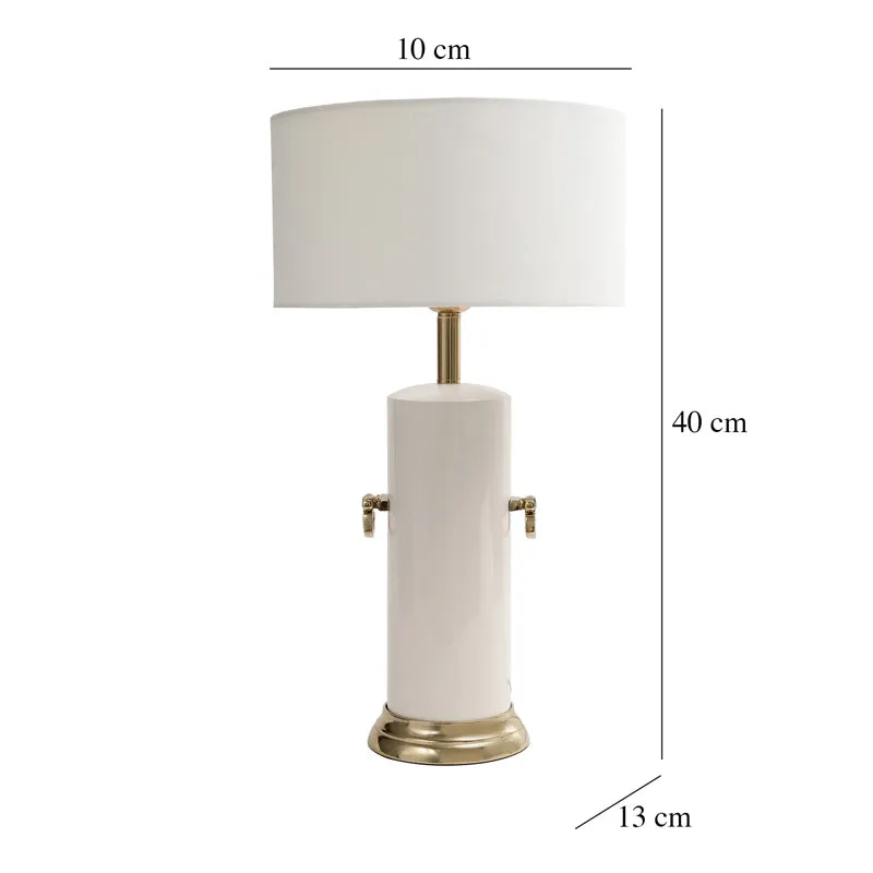 Yina Iron Table Lamp with Metal Base - White,Gold media 4