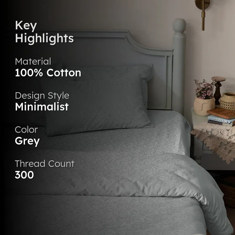 Coral Bloom Jacquard Duvet Cover - Light Grey media 2