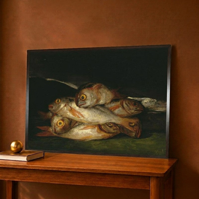 Still Life with Golden Bream 1808-1812 Canvas Wall Painting - 12 x 9 Inches