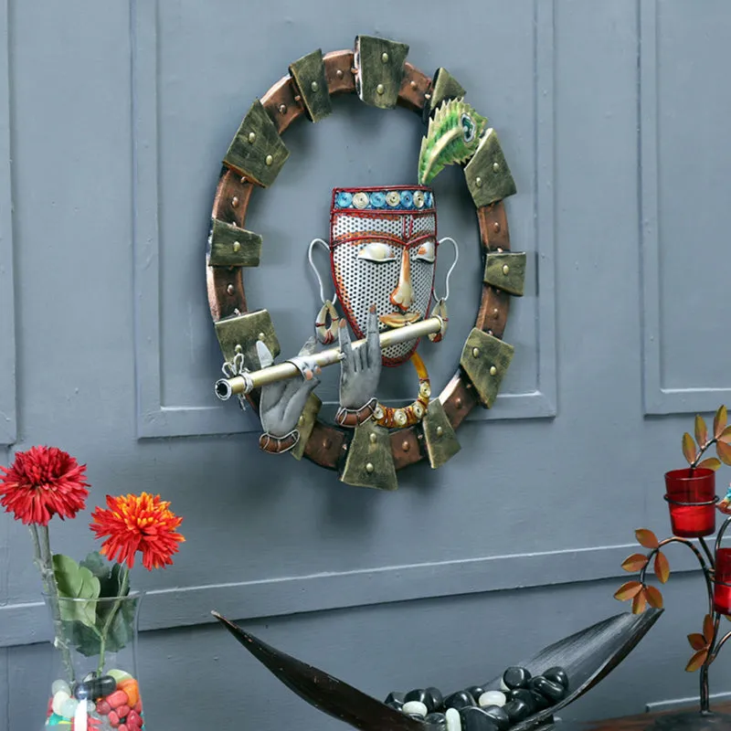 Shri Krishna with Flute Iron Wall Accent media 3
