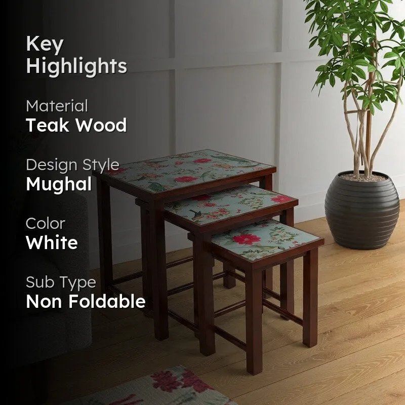 India Circus Teak Wood Garden Nesting Stool - Set Of Three media 2