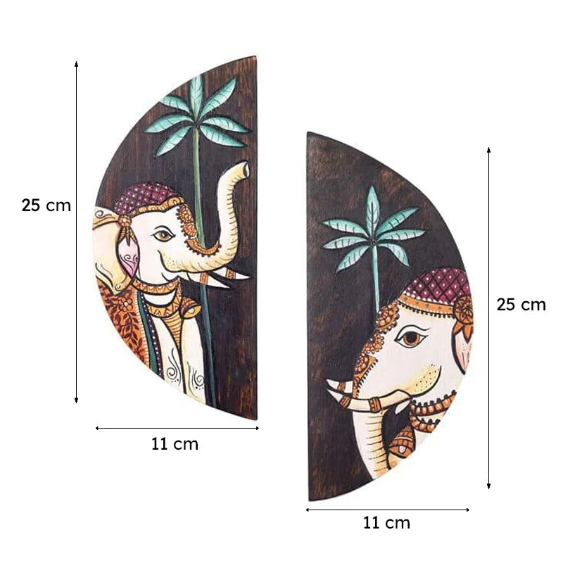 Pichhwai Elephant Wooden Wall Accent - Set Of Two media 7