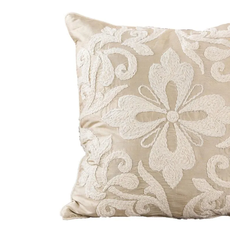 Jacobean Elegance Embroidered Cotton Cushion media 4