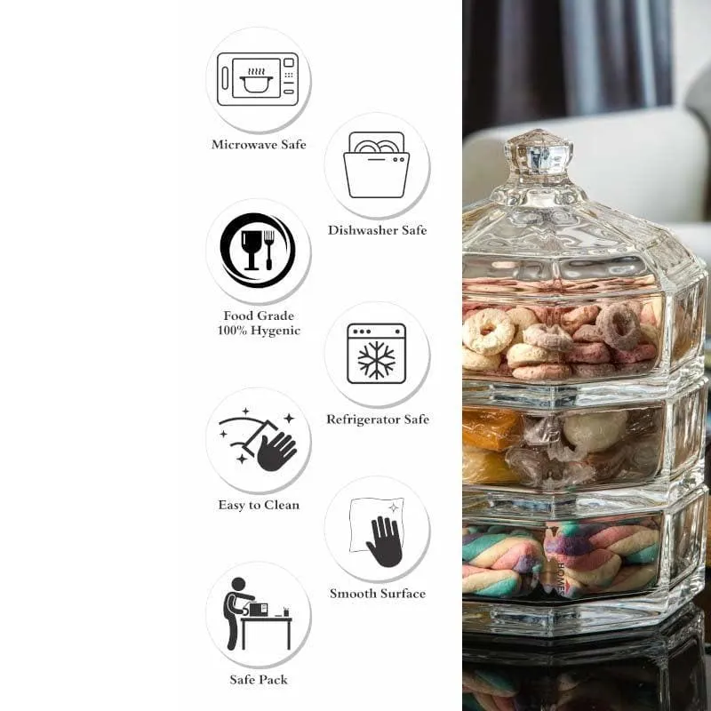 Treasure It Glass 3 Tier Storage Bowl With Lid - 260 ML media 4