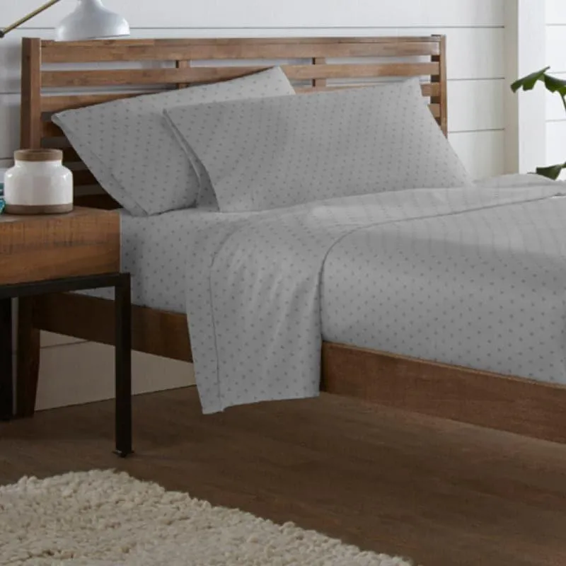 Azva Swiss Dot Cotton Bedsheet (Smoke Grey) - 300 TC media 4