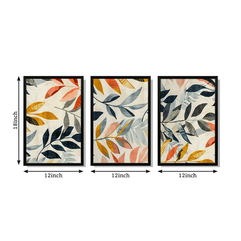 Sun-Kissed Leaves Wall Art With Frame - Set Of Three media 7