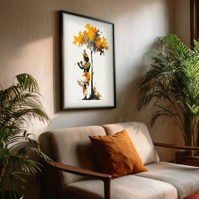 Lord Shyamsundar Krishna Playing Fluit Archival Paper Wall Art media 3