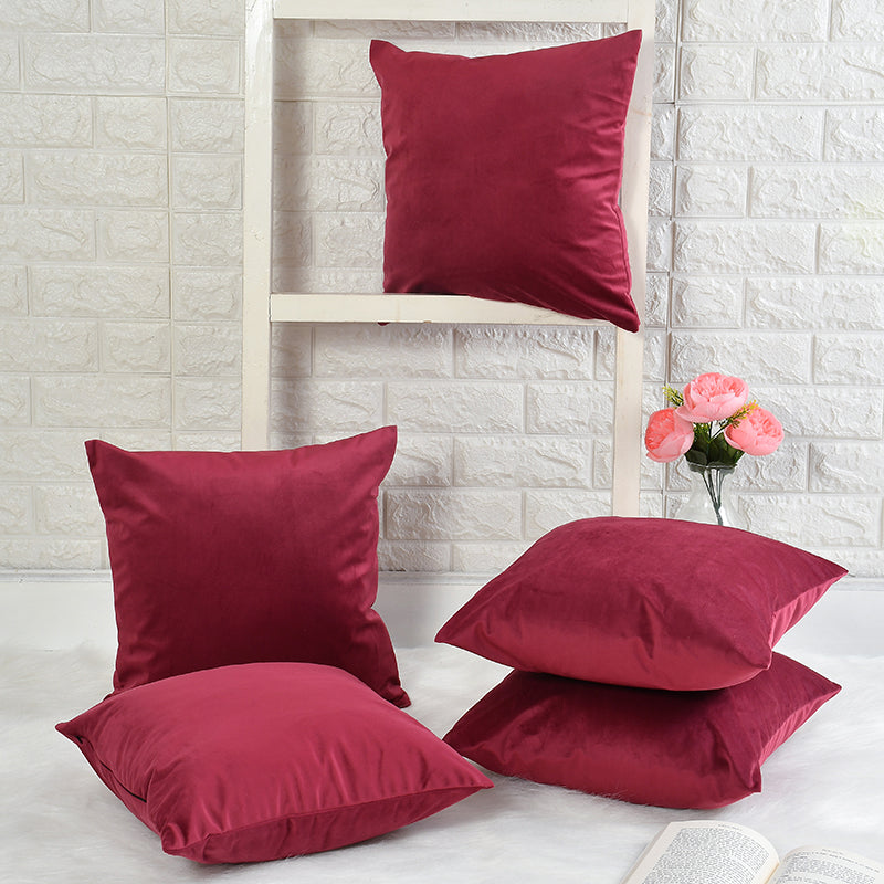 Vintara Velvet Cushion Cover (Red) - Set Of Five media 2