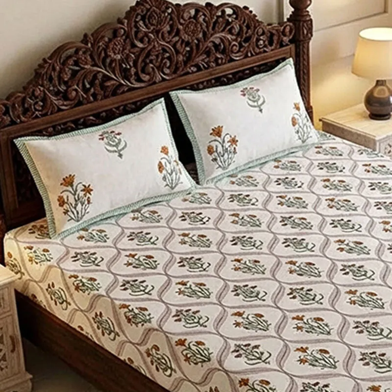 Mukta Cotton Bedsheet (Pink, Yellow) - 180 TC media 3