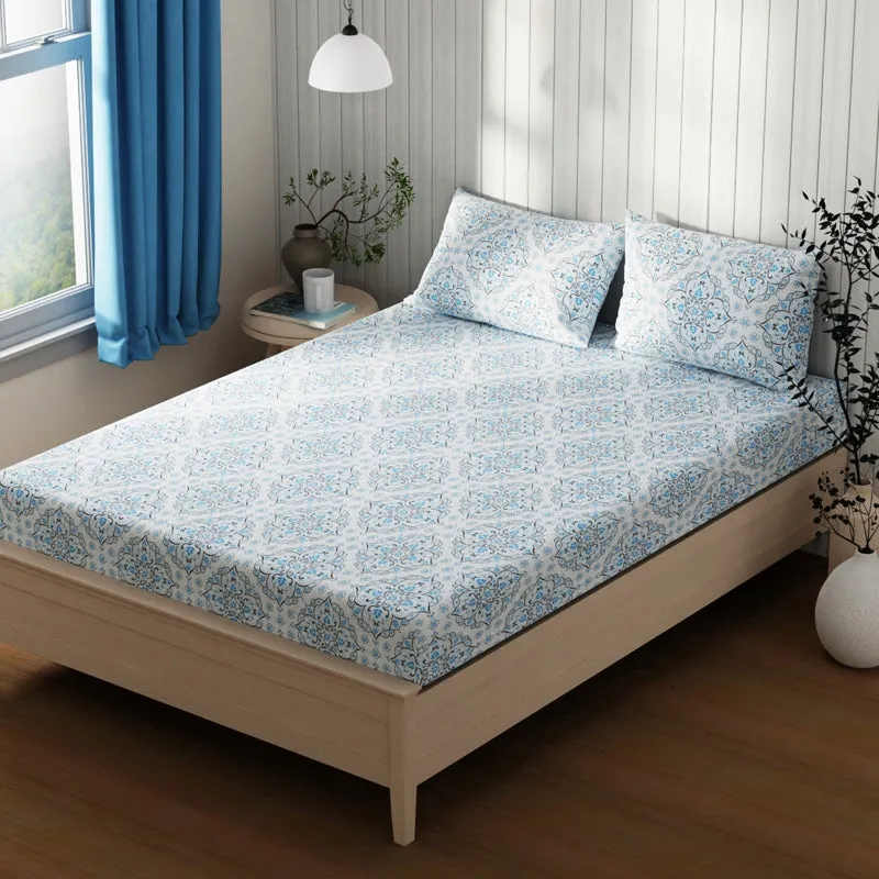 Lopez Cotton Bedsheet (Blue) - 120 TC media 4