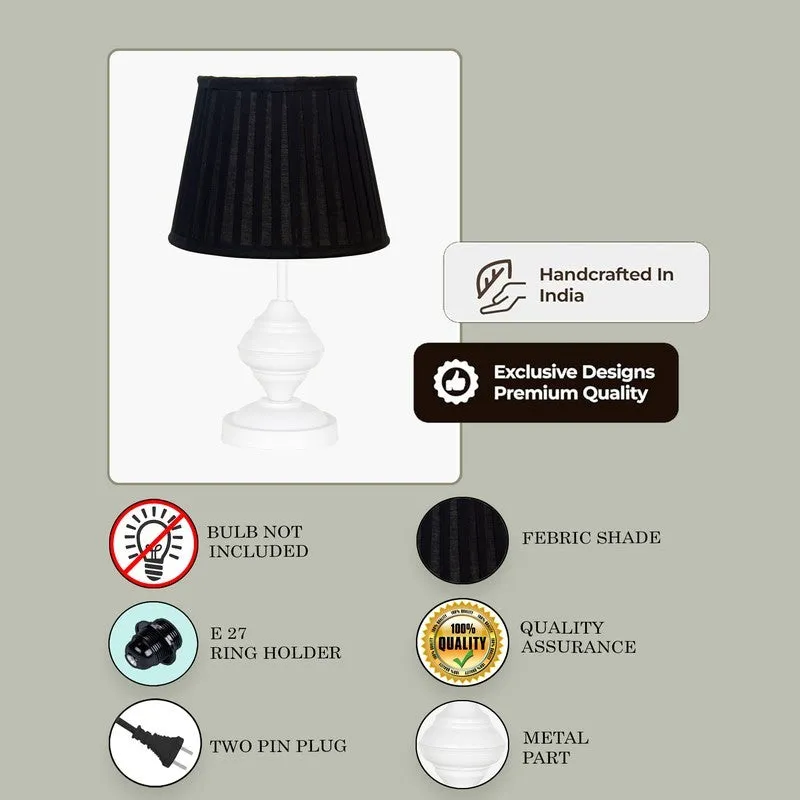 TwilightAura Stylish Bedside Wooden Table Lamp - Black media 6
