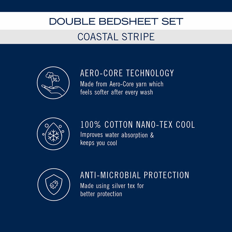 Nautica Dune Line Cotton Bedsheet (Tan & White) - 500 TC media 8