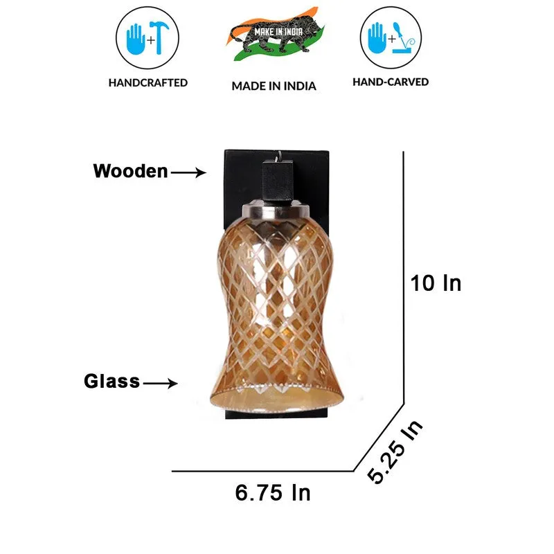 Crystal Lattice Wooden Base Glass Wall Lamp media 9